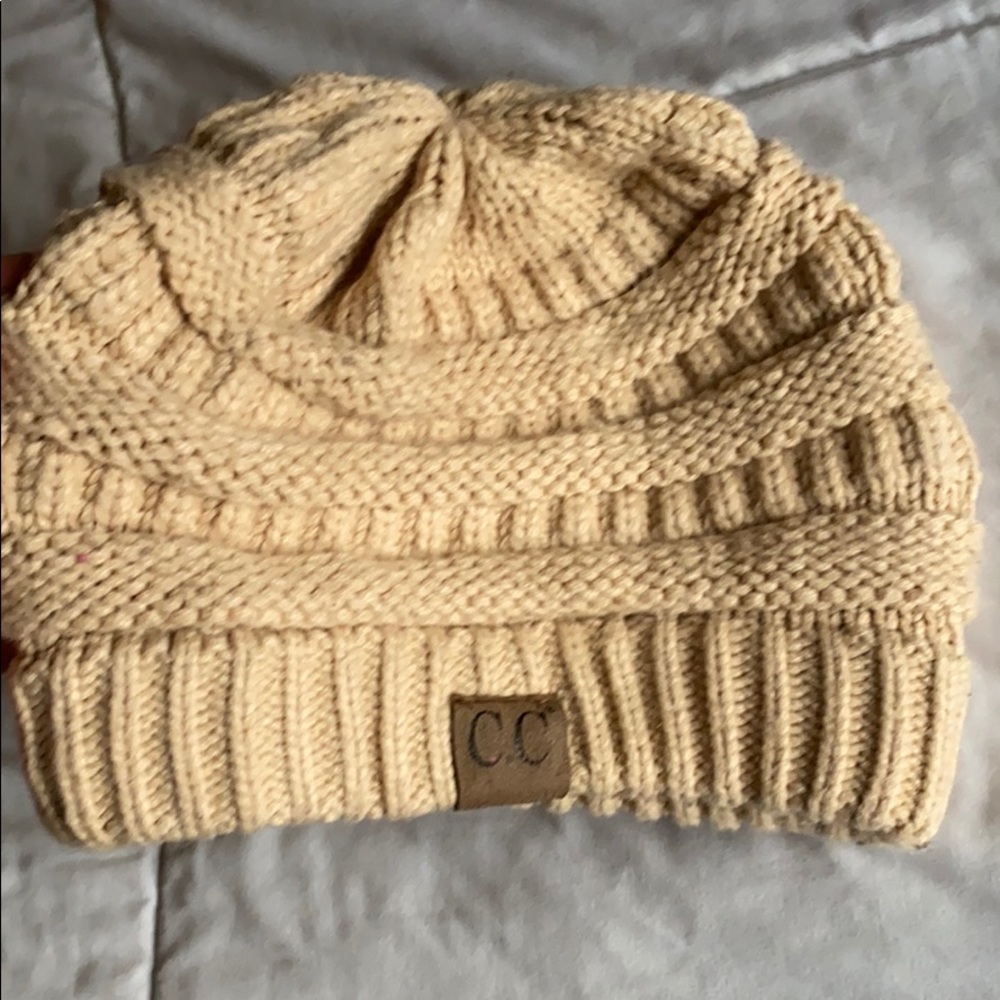Cream colored CC beanie